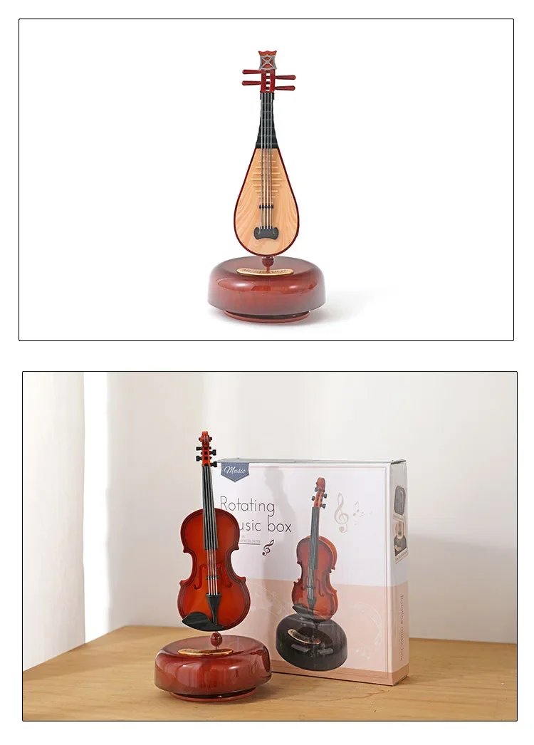 Rotating Music Box Guitar Violin Music Box Birthday Gift Girls' Festival Gift Creative Decorations In The Living Room Decor Rotating Music Box Guitar Violin Music Box Birthday Gift Girls' Festival Gift Creative Decorations In The Living Room Decor