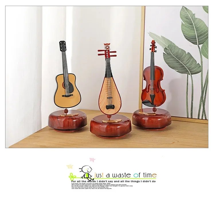 Rotating Music Box Guitar Violin Music Box Birthday Gift Girls' Festival Gift Creative Decorations In The Living Room Decor Rotating Music Box Guitar Violin Music Box Birthday Gift Girls' Festival Gift Creative Decorations In The Living Room Decor