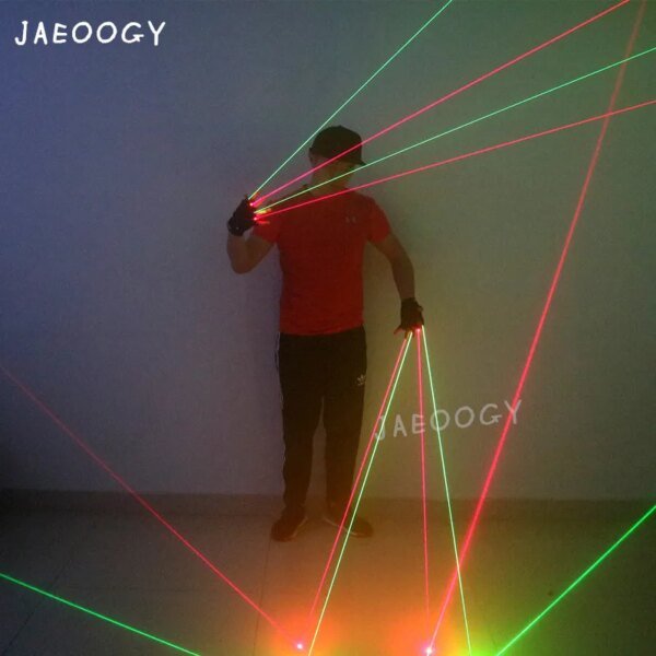 Party DJ RGB laser gloves including 2 green and 2 red laser flashing gloves LED robot clothing bar party stage show - Image 4