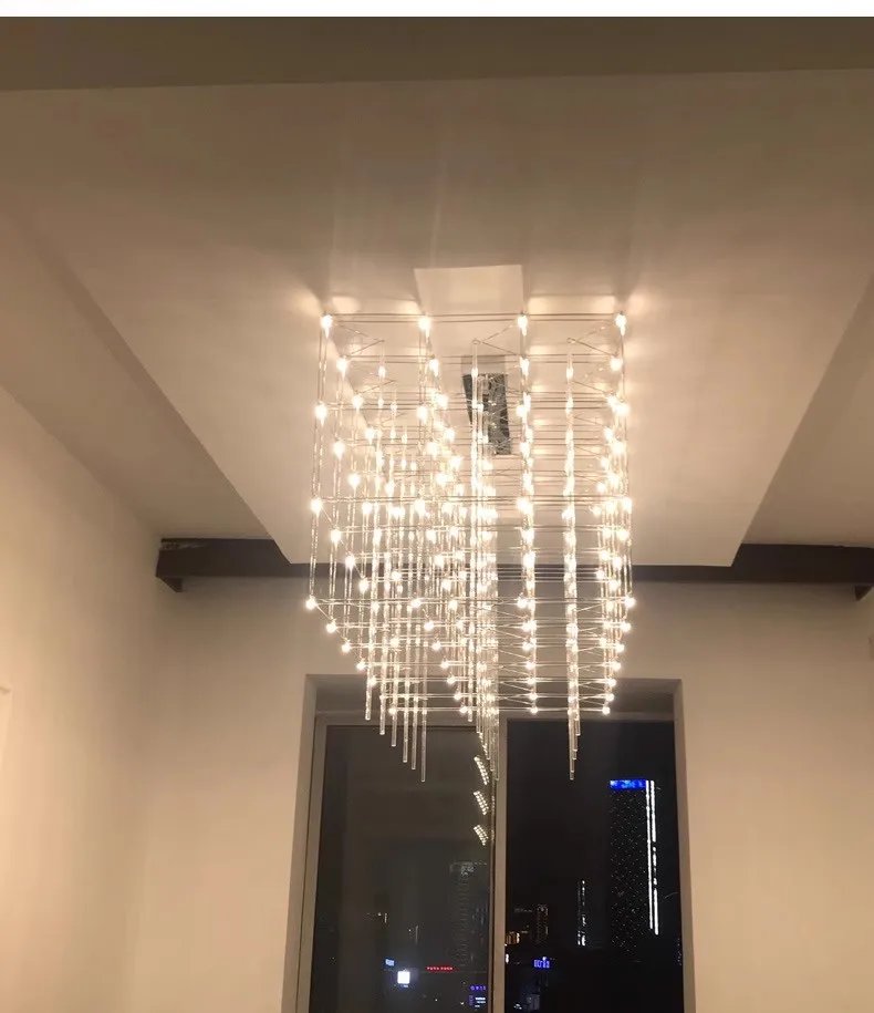 Rectangular Rubik's Cube LED Chandelier On The Third Floor Of The Hotel Lobby Decoration Project Fixed Geometric Stereo Lighting Rectangular Rubik's Cube LED Chandelier On The Third Floor Of The Hotel Lobby Decoration Project Fixed Geometric Stereo Lighting
