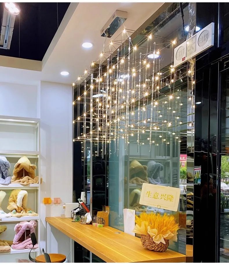 Rectangular Rubik's Cube LED Chandelier On The Third Floor Of The Hotel Lobby Decoration Project Fixed Geometric Stereo Lighting Rectangular Rubik's Cube LED Chandelier On The Third Floor Of The Hotel Lobby Decoration Project Fixed Geometric Stereo Lighting