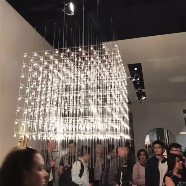 Rectangular Rubik's Cube LED Chandelier On The Third Floor Of The Hotel Lobby Decoration Project Fixed Geometric Stereo Lighting - Image 4