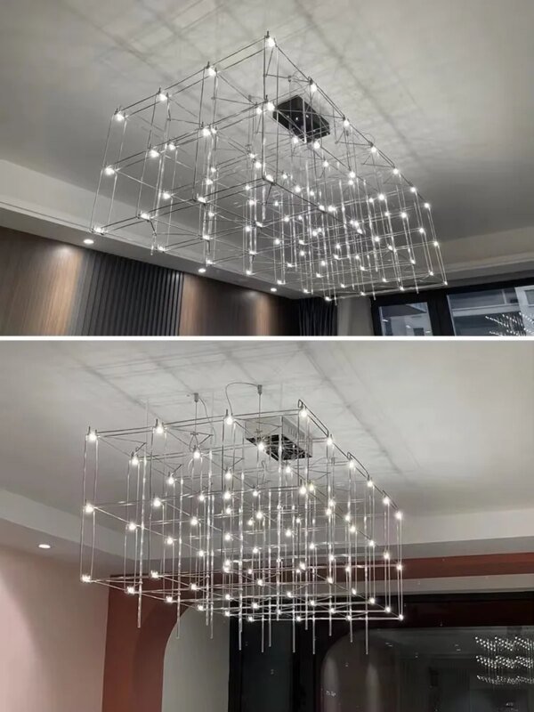 Rectangular Rubik's Cube LED Chandelier On The Third Floor Of The Hotel Lobby Decoration Project Fixed Geometric Stereo Lighting - Image 3