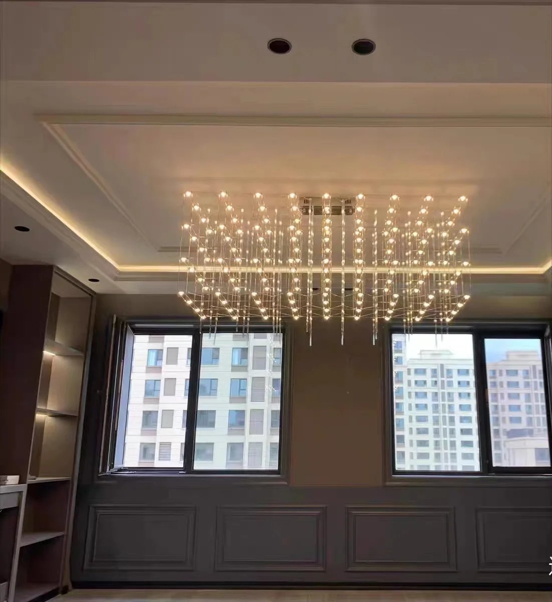 Rectangular Rubik's Cube LED Chandelier On The Third Floor Of The Hotel Lobby Decoration Project Fixed Geometric Stereo Lighting Rectangular Rubik's Cube LED Chandelier On The Third Floor Of The Hotel Lobby Decoration Project Fixed Geometric Stereo Lighting