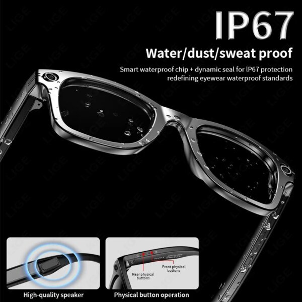 Smart Glasses Recording Videos AI Photo Recognition Answer Translation 260mAh Large Battery IP65 Waterproof Bluetooth Glasses - Image 6