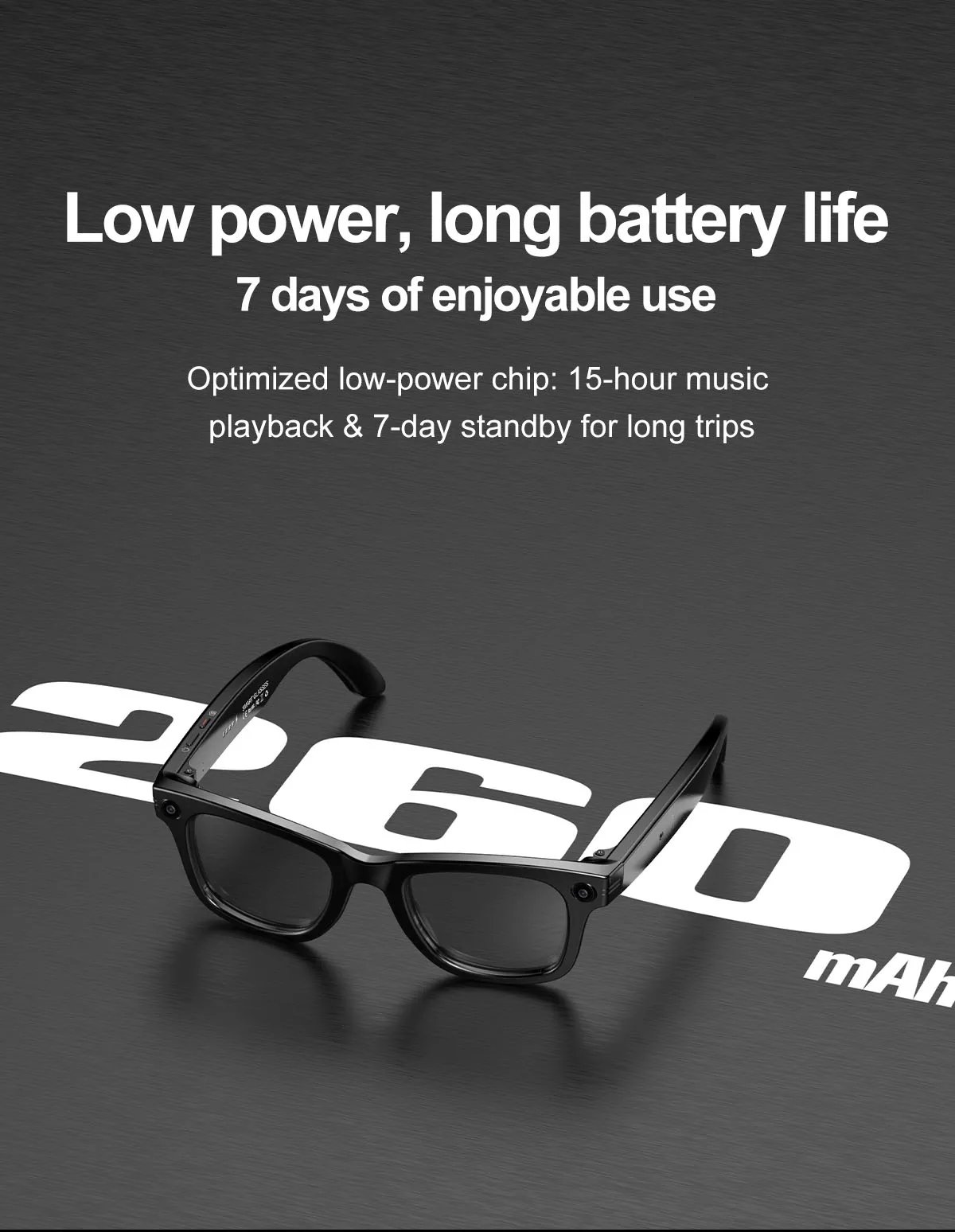 Smart Glasses Recording Videos AI Photo Recognition Answer Translation 260mAh Large Battery IP65 Waterproof Bluetooth Glasses Smart Glasses Recording Videos AI Photo Recognition Answer Translation 260mAh Large Battery IP65 Waterproof Bluetooth Glasses