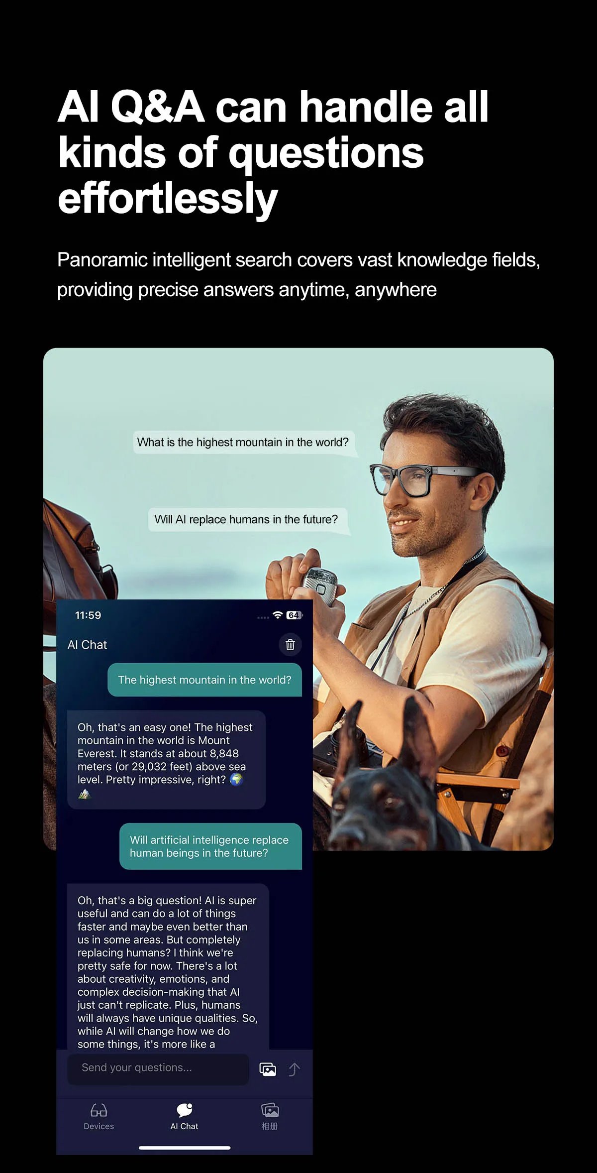 Smart Glasses Recording Videos AI Photo Recognition Answer Translation 260mAh Large Battery IP65 Waterproof Bluetooth Glasses Smart Glasses Recording Videos AI Photo Recognition Answer Translation 260mAh Large Battery IP65 Waterproof Bluetooth Glasses