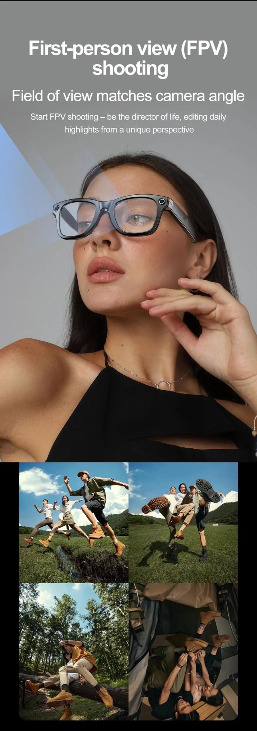 Smart Glasses Recording Videos AI Photo Recognition Answer Translation 260mAh Large Battery IP65 Waterproof Bluetooth Glasses Smart Glasses Recording Videos AI Photo Recognition Answer Translation 260mAh Large Battery IP65 Waterproof Bluetooth Glasses