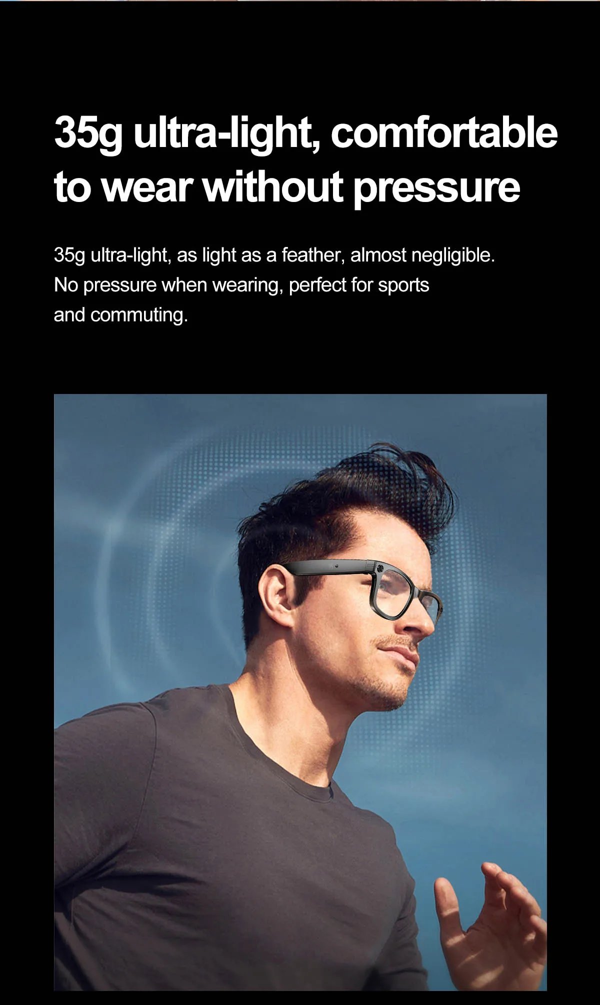 Smart Glasses Recording Videos AI Photo Recognition Answer Translation 260mAh Large Battery IP65 Waterproof Bluetooth Glasses Smart Glasses Recording Videos AI Photo Recognition Answer Translation 260mAh Large Battery IP65 Waterproof Bluetooth Glasses