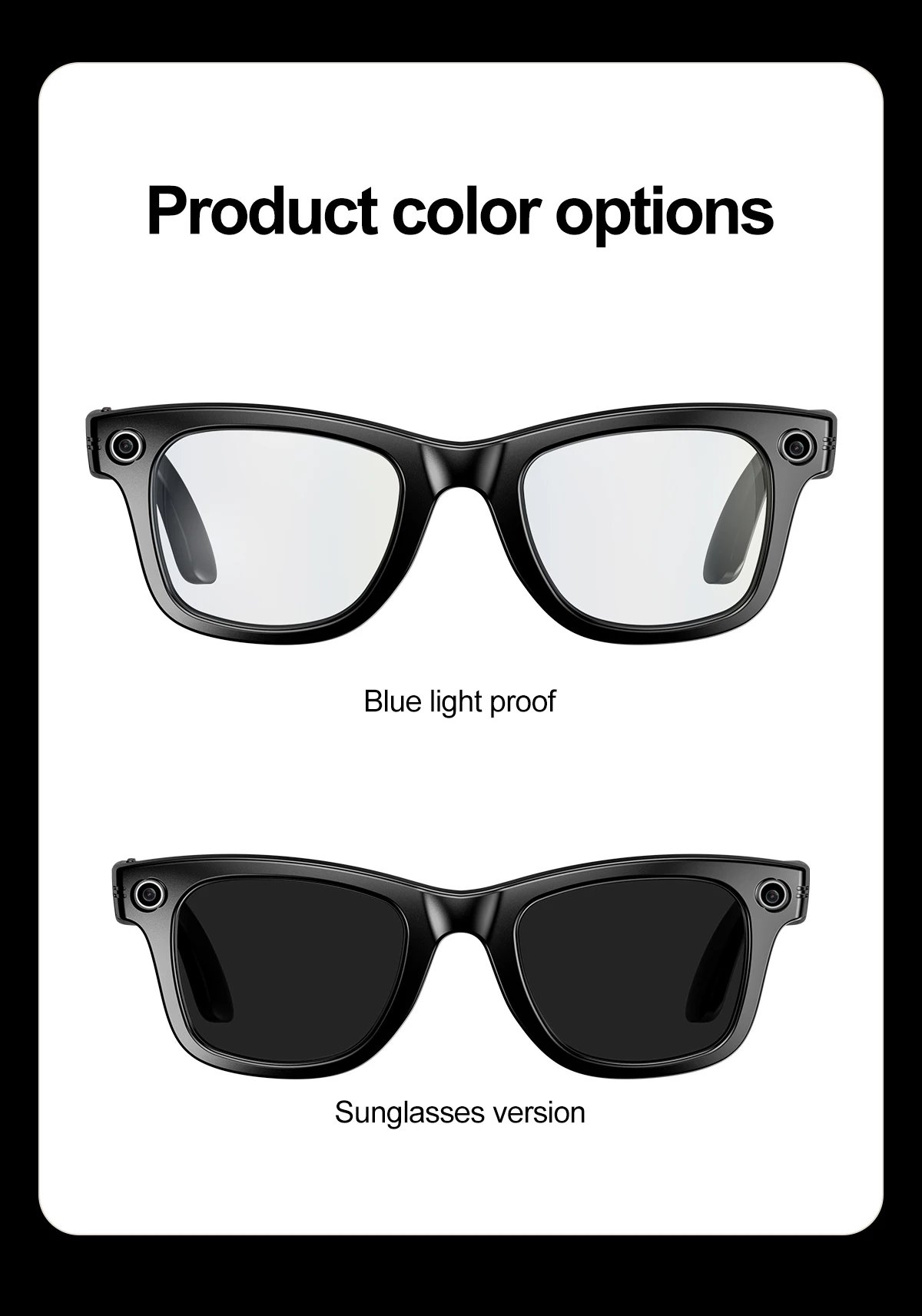 Smart Glasses Recording Videos AI Photo Recognition Answer Translation 260mAh Large Battery IP65 Waterproof Bluetooth Glasses Smart Glasses Recording Videos AI Photo Recognition Answer Translation 260mAh Large Battery IP65 Waterproof Bluetooth Glasses