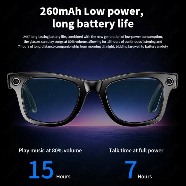 Smart Glasses Recording Videos AI Photo Recognition Answer Translation 260mAh Large Battery IP65 Waterproof Bluetooth Glasses - Image 5