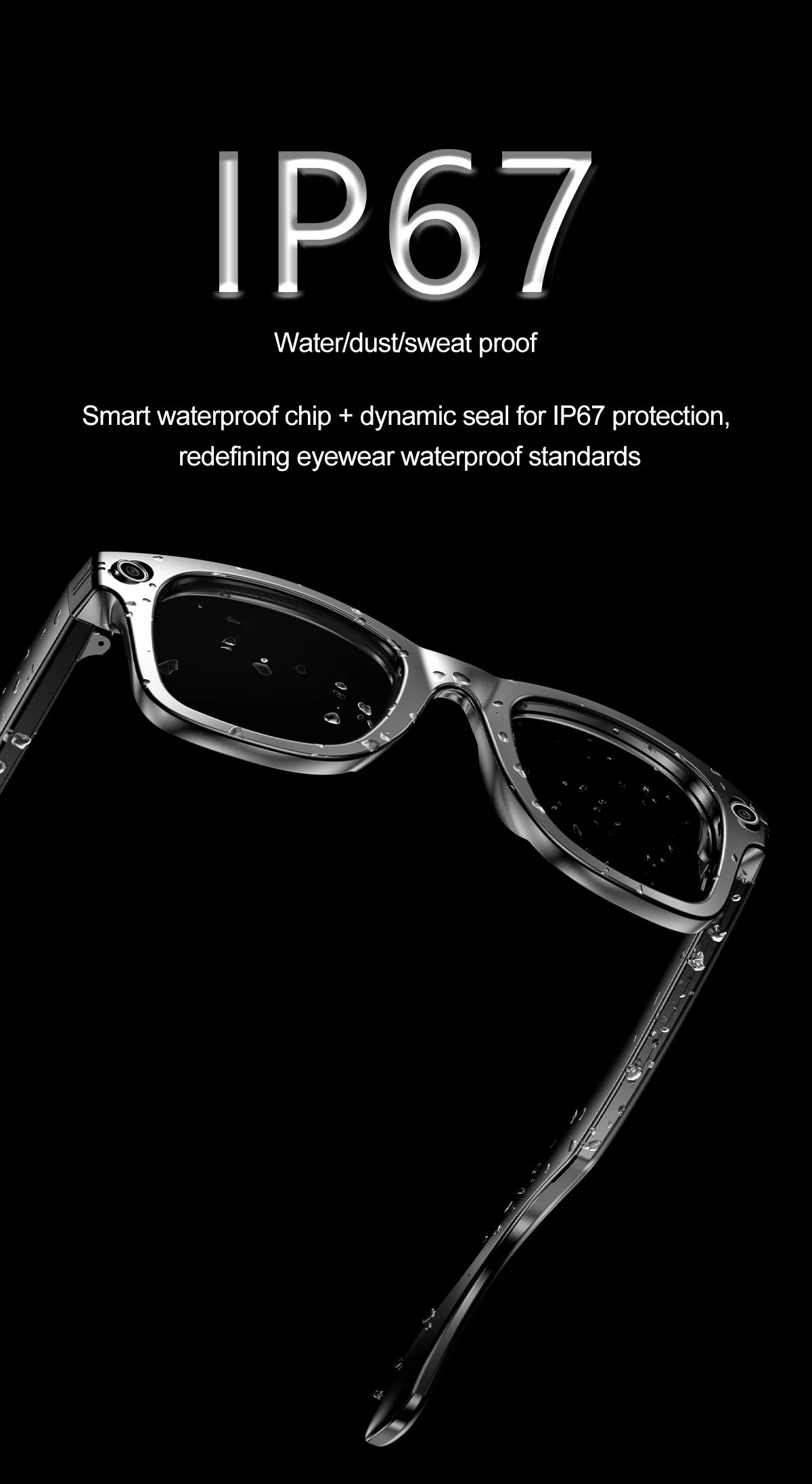 Smart Glasses Recording Videos AI Photo Recognition Answer Translation 260mAh Large Battery IP65 Waterproof Bluetooth Glasses Smart Glasses Recording Videos AI Photo Recognition Answer Translation 260mAh Large Battery IP65 Waterproof Bluetooth Glasses