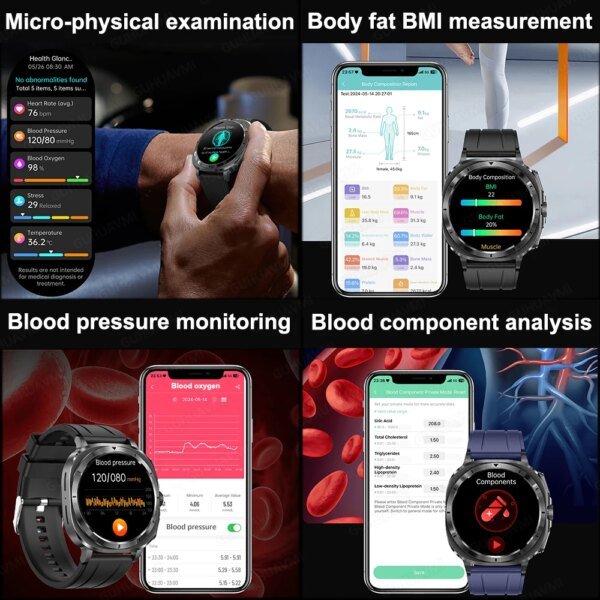 2025 New Samsung Galaxy Health Watch 7 Ultra Smart Watch Uric Acid Blood lipids ECG+PPG Blood Pressure Heart Rate Smartwatch - Image 3