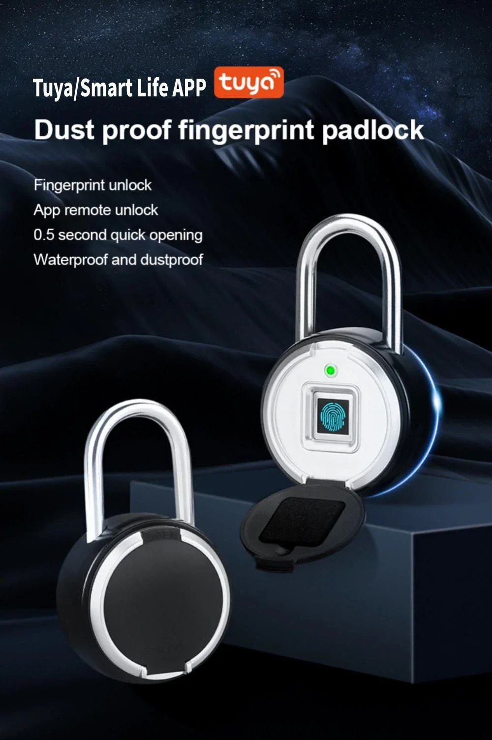Tuya Smart Padlock Biometric Fingerprint Lock Waterproof Electronic Locks Smart Life APP Keyless Unlock Home Security Protection Tuya Smart Padlock Biometric Fingerprint Lock Waterproof Electronic Locks Smart Life APP Keyless Unlock Home Security Protection