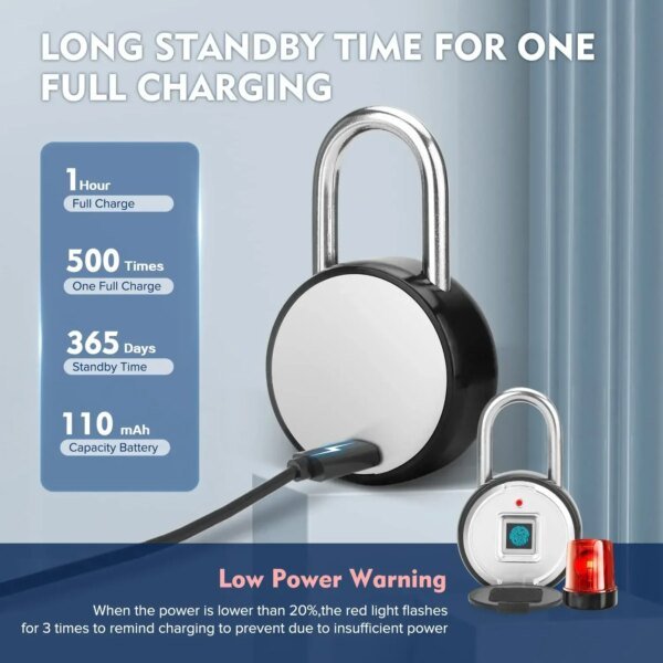 Tuya Smart Padlock Biometric Fingerprint Lock Waterproof Electronic Locks Smart Life APP Keyless Unlock Home Security Protection - Image 4