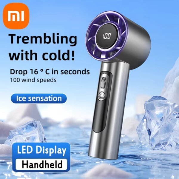 Xiaomi Handheld Portable Fan 100 Wind Speeds Adjustable Usb Charging Mini Outdoor Portable Turbo Long-lasting High Speed Fan - Image 2
