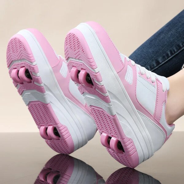 Four wheel roller shoes Boys girls walking shoes Casual outdoor sports slide and shrink school students pulleys shoes sneakers - Image 4