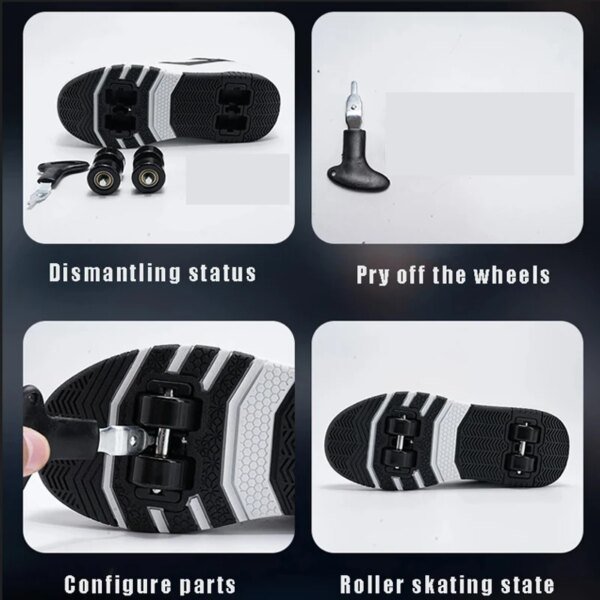 Four wheel roller shoes Boys girls walking shoes Casual outdoor sports slide and shrink school students pulleys shoes sneakers - Image 5
