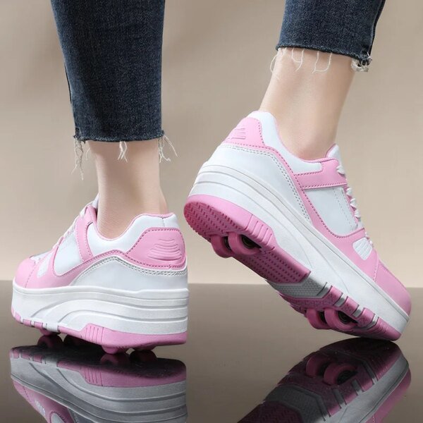 Four wheel roller shoes Boys girls walking shoes Casual outdoor sports slide and shrink school students pulleys shoes sneakers - Image 3