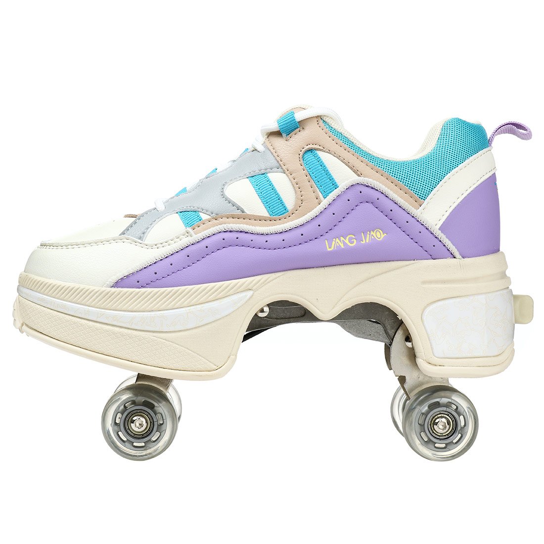 Size 40 41 Deformation Roller Skates Shoes Double Row 4-Wheel Skates Roller Shoes Dual-Purpose Roller Sneakers Wheels Shoes