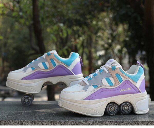 Size 40 41 Deformation Roller Skates Shoes Double Row 4-Wheel Skates Roller Shoes Dual-Purpose Roller Sneakers Wheels Shoes - Image 5