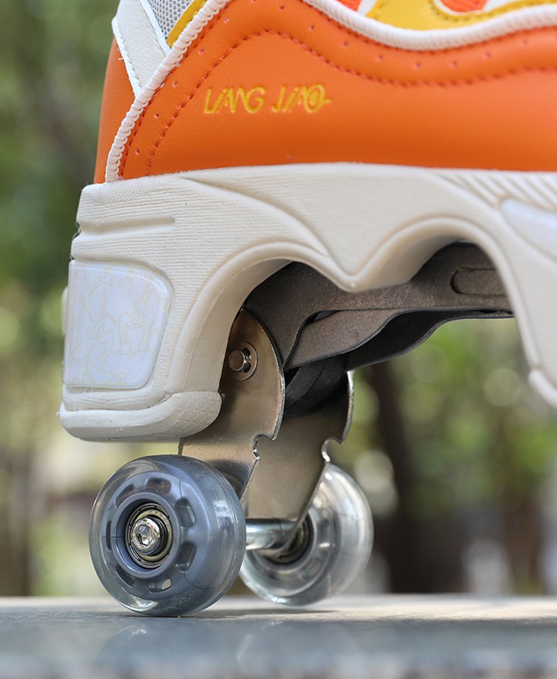 Size 40 41 Deformation Roller Skates Shoes Double Row 4-Wheel Skates Roller Shoes Dual-Purpose Roller Sneakers Wheels Shoes