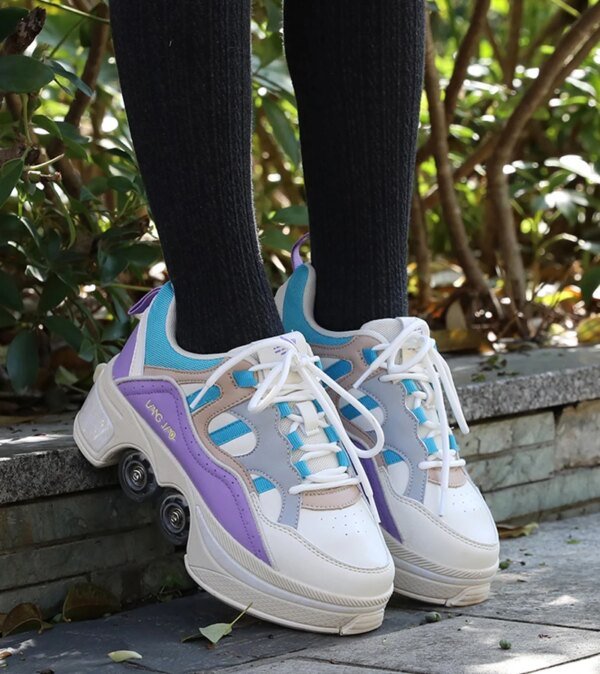 Size 40 41 Deformation Roller Skates Shoes Double Row 4-Wheel Skates Roller Shoes Dual-Purpose Roller Sneakers Wheels Shoes - Image 6