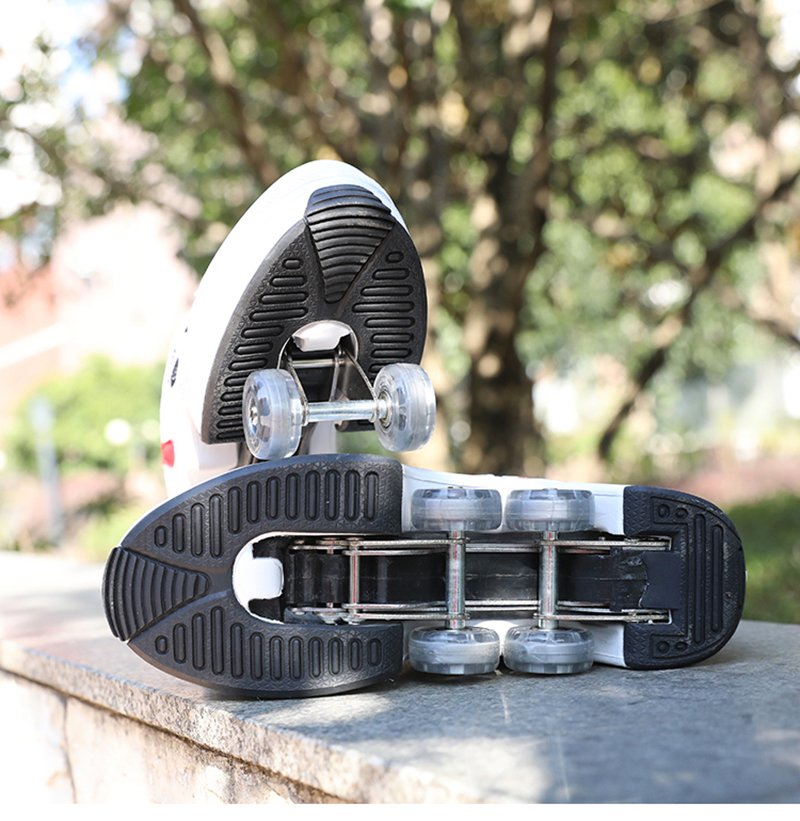 Size 40 41 Deformation Roller Skates Shoes Double Row 4-Wheel Skates Roller Shoes Dual-Purpose Roller Sneakers Wheels Shoes