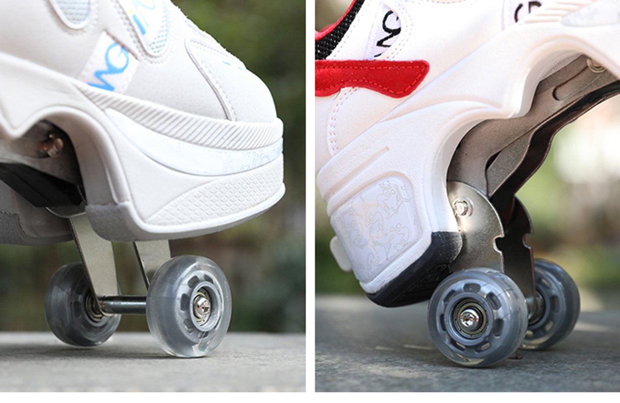 Size 40 41 Deformation Roller Skates Shoes Double Row 4-Wheel Skates Roller Shoes Dual-Purpose Roller Sneakers Wheels Shoes