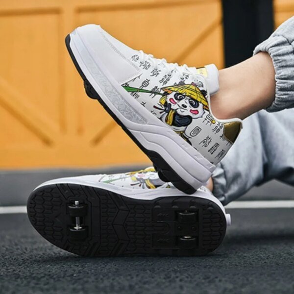 Adjustable 4 Wheel Sneaker Outdoor Girls Deformation Roller Skate Durable Unisex Adult Fashionable Casual Parkour Shoes