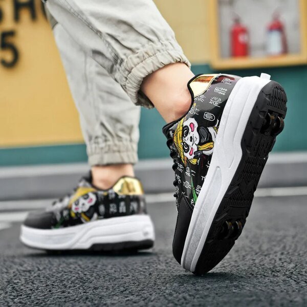 Adjustable 4 Wheel Sneaker Outdoor Girls Deformation Roller Skate Durable Unisex Adult Fashionable Casual Parkour Shoes - Image 2