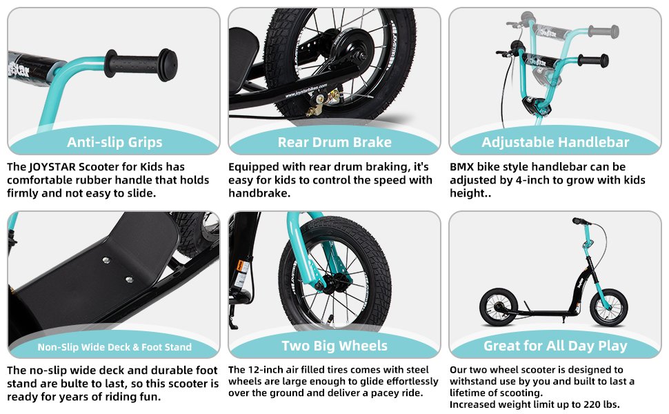 JOYSTAR Kick Scooter for Kids, Lightweight Kids Scooter with Adjustable Handlebar, Rear Drum Brakes, Scooter for Boys & Girls JOYSTAR Kick Scooter for Kids, Lightweight Kids Scooter with Adjustable Handlebar, Rear Drum Brakes, Scooter for Boys & Girls