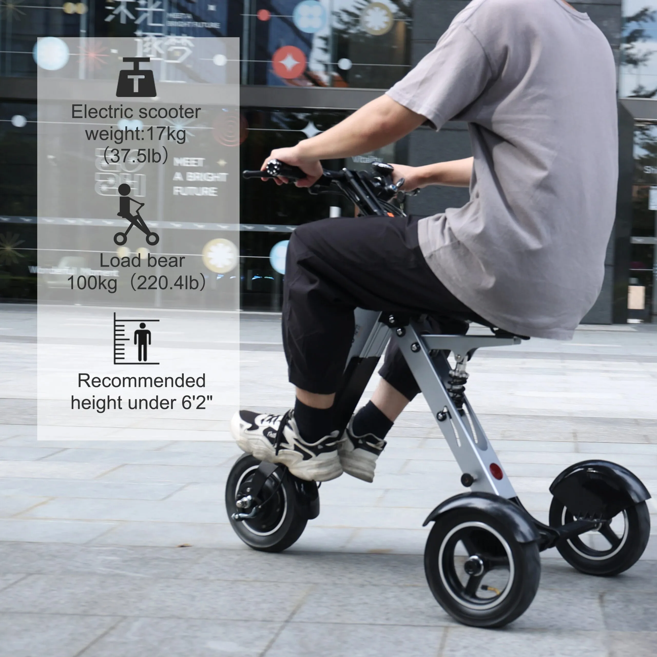 TpMate ES35 Lightweight Foldable Electric Scooter 3 wheel Mobility Trike for Adults with Removable Battery 15Mph - Image 3