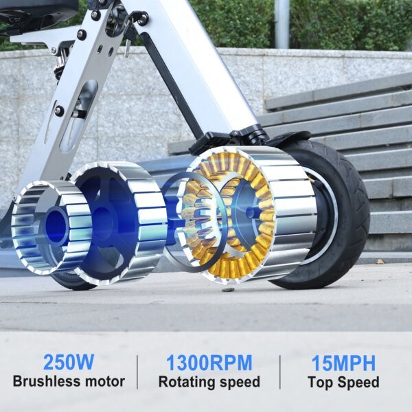 TpMate ES35 Lightweight Foldable Electric Scooter 3 wheel Mobility Trike for Adults with Removable Battery 15Mph - Image 6