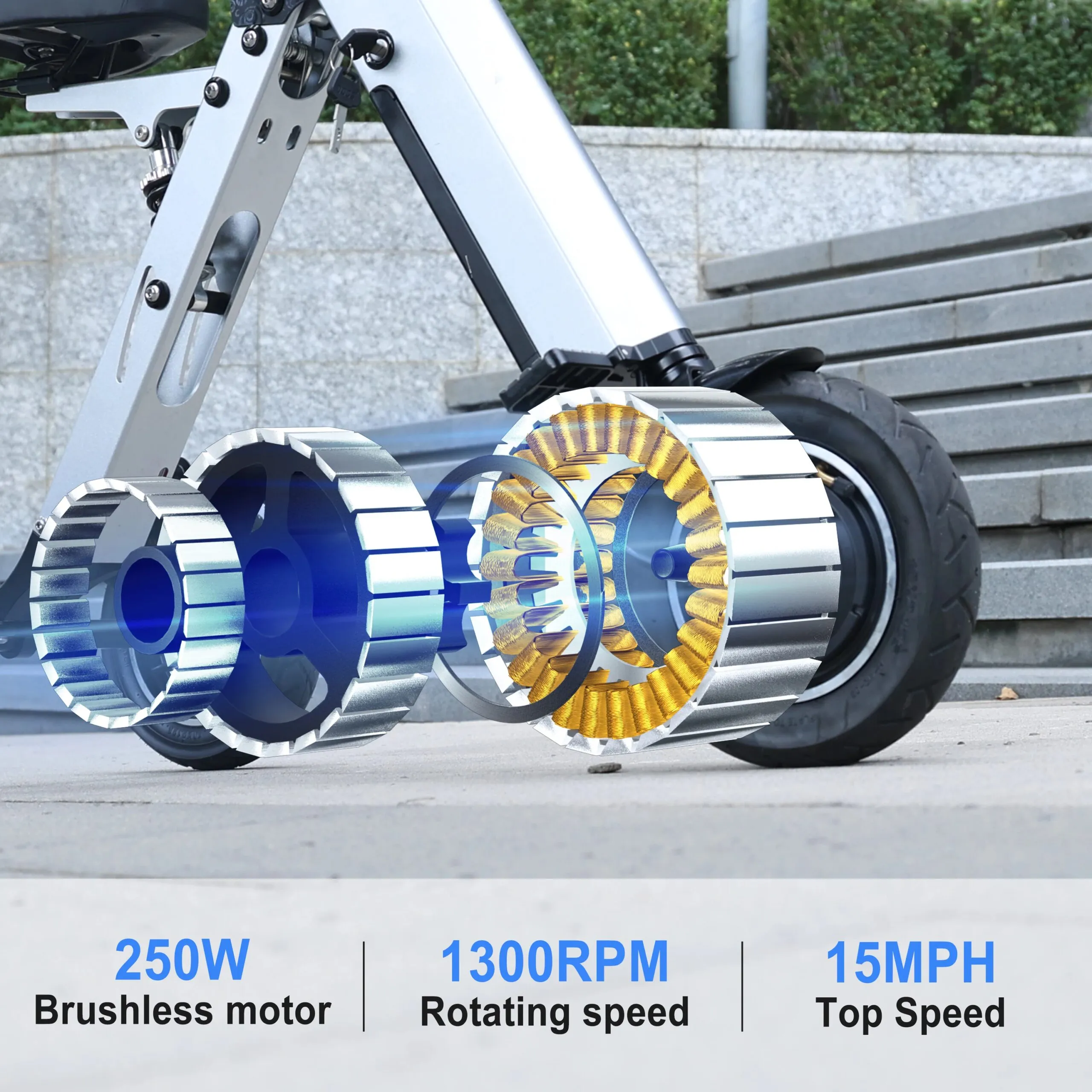 TpMate ES35 Lightweight Foldable Electric Scooter 3 wheel Mobility Trike for Adults with Removable Battery 15Mph - Image 6