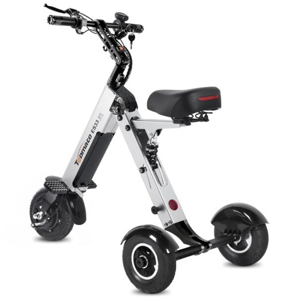 TopMate ES33 Powered Scooter 3 Wheels Foldable Trike with Seat for Adults, Lightweight Electric Scooter with Removable 36V 7.8AH