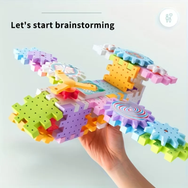 Gear Rail Car Kids Electric Gear Building Toy Set Motorized Spinning Gears Big Building Blocks STEM Construction Toy Set Gifts - Image 5