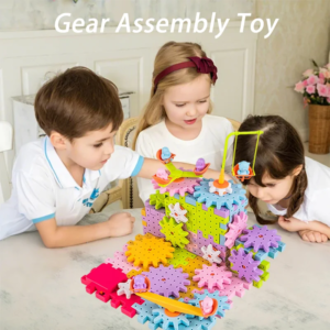Gear Rail Car Kids Electric Gear Building Toy Set Motorized Spinning Gears Big Building Blocks STEM Construction Toy Set Gifts
