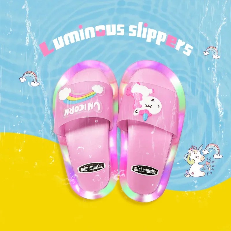 Children‘s Boys Girls Slippers Cartoon Unicorn Animals Prints Shoes Lighted Fashion Cute Shoes Bathroom Kids Toddler Slippers Children‘s Boys Girls Slippers Cartoon Unicorn Animals Prints Shoes Lighted Fashion Cute Shoes Bathroom Kids Toddler Slippers