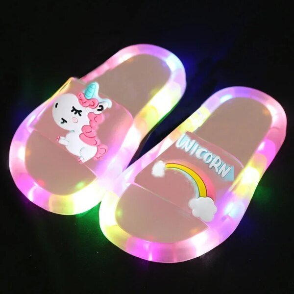 Children‘s Boys Girls Slippers Cartoon Unicorn Animals Prints Shoes Lighted Fashion Cute Shoes Bathroom Kids Toddler Slippers - Image 2