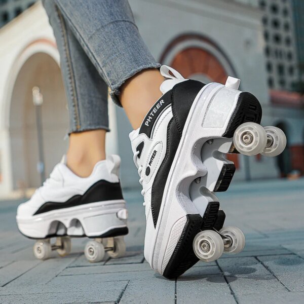 Deformation Skating Shoes, Kids Adults Unisex Roller Skating Shoes, 4 Wheels Roller Skates, Street Urban Fitness Skating Shoes - Image 4