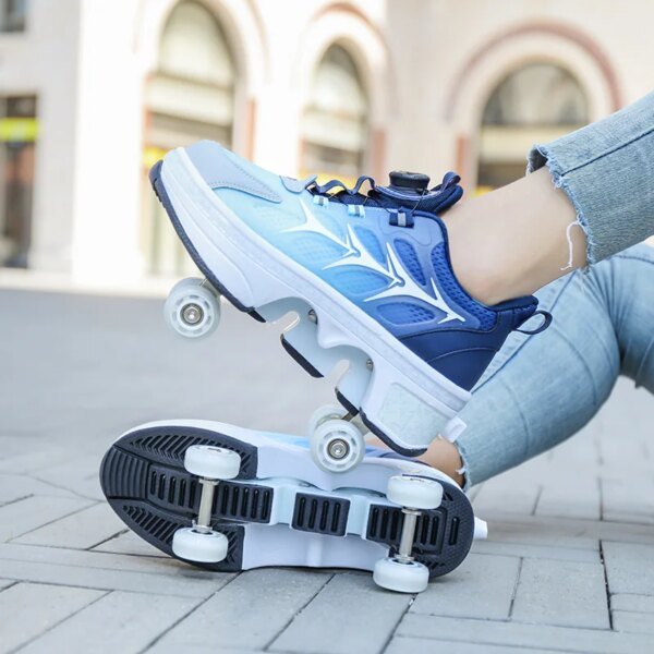 Deformation Skating Shoes, Kids Adults Unisex Roller Skating Shoes, 4 Wheels Roller Skates, Street Urban Fitness Skating Shoes - Image 6