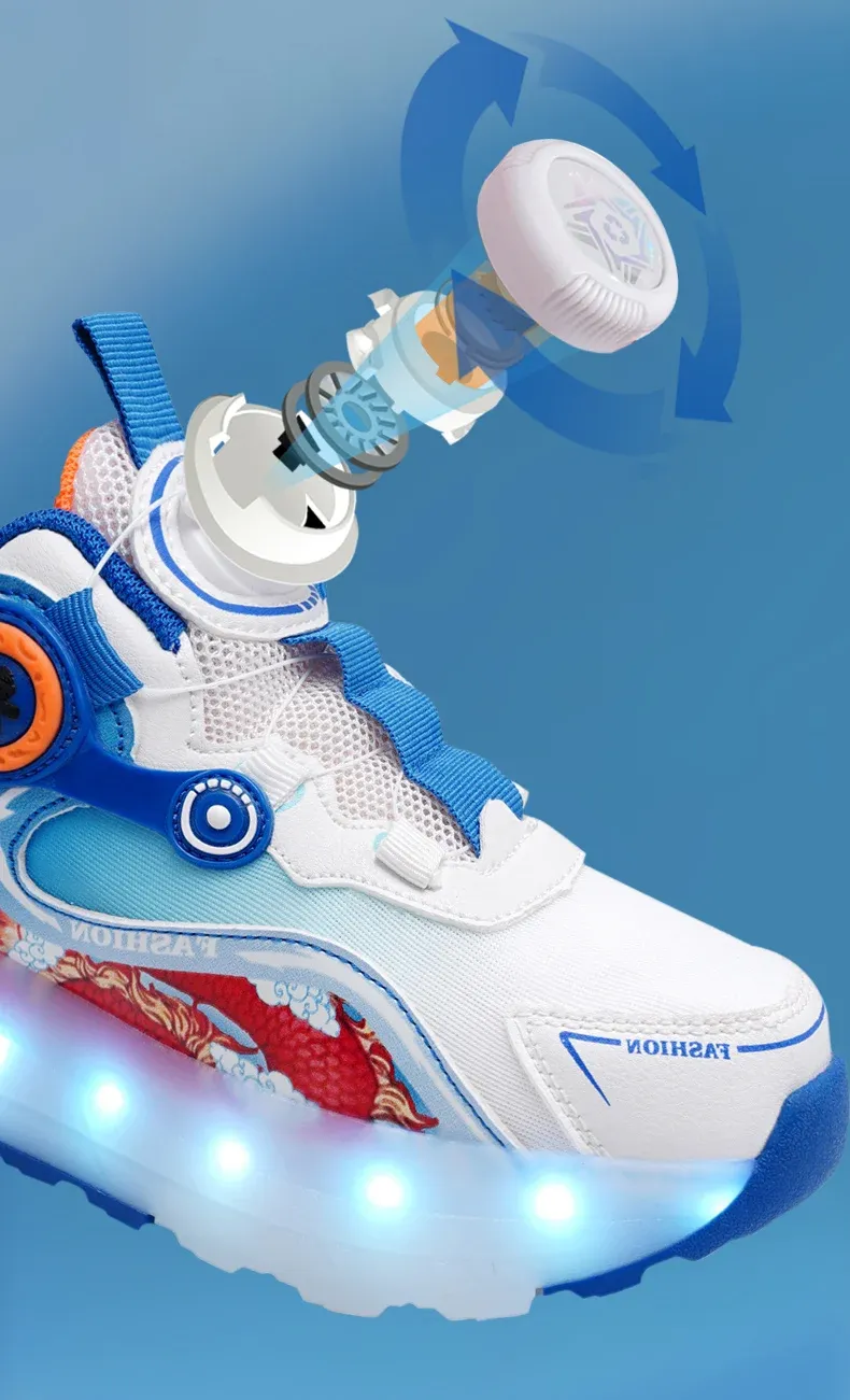Children Four Wheels Luminous Glowing Sneakers Black Pink Led Light Roller Skate Shoes Kids Led Shoes Boys Girls USB Charging