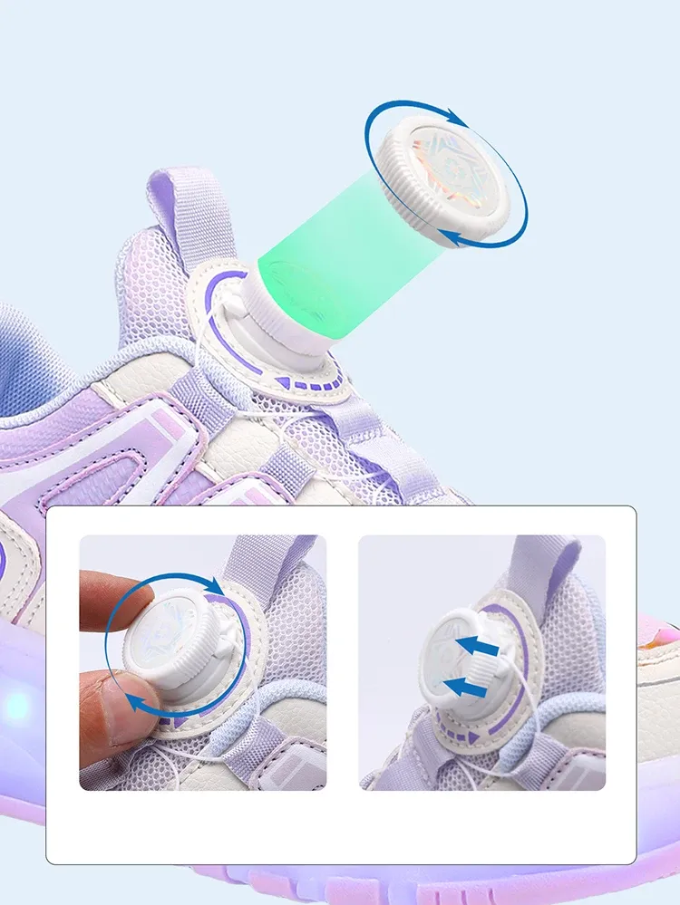 Children Four Wheels Luminous Glowing Sneakers Black Pink Led Light Roller Skate Shoes Kids Led Shoes Boys Girls USB Charging