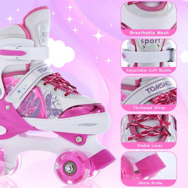 Roller Skates for Girls Boys for Kids 4 Size Adjustable Light Up - Image 5