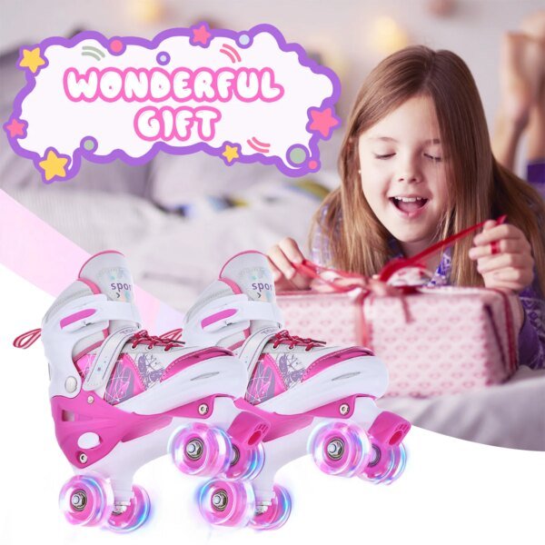Roller Skates for Girls Boys for Kids 4 Size Adjustable Light Up - Image 2