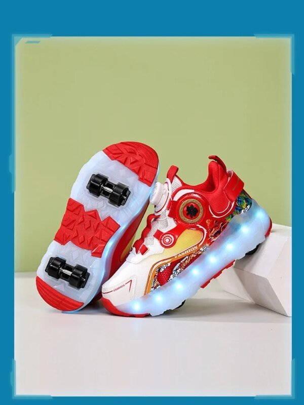 Children Four Wheels Luminous Glowing Roller Skating Shoes Fashion Outdoor Sports Walking Shoes LED Light Sneakers for Girls Boys - Image 4