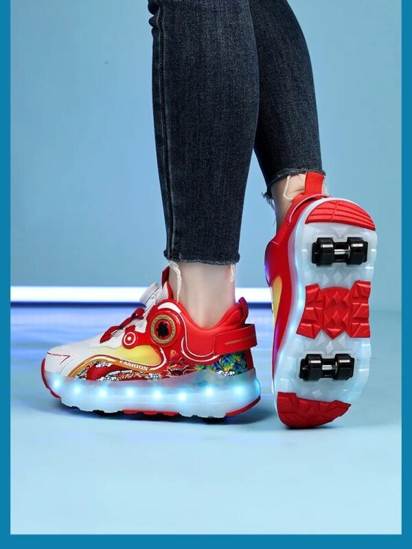 Children Four Wheels Luminous Glowing Roller Skating Shoes Fashion Outdoor Sports Walking Shoes LED Light Sneakers for Girls Boys - Image 6
