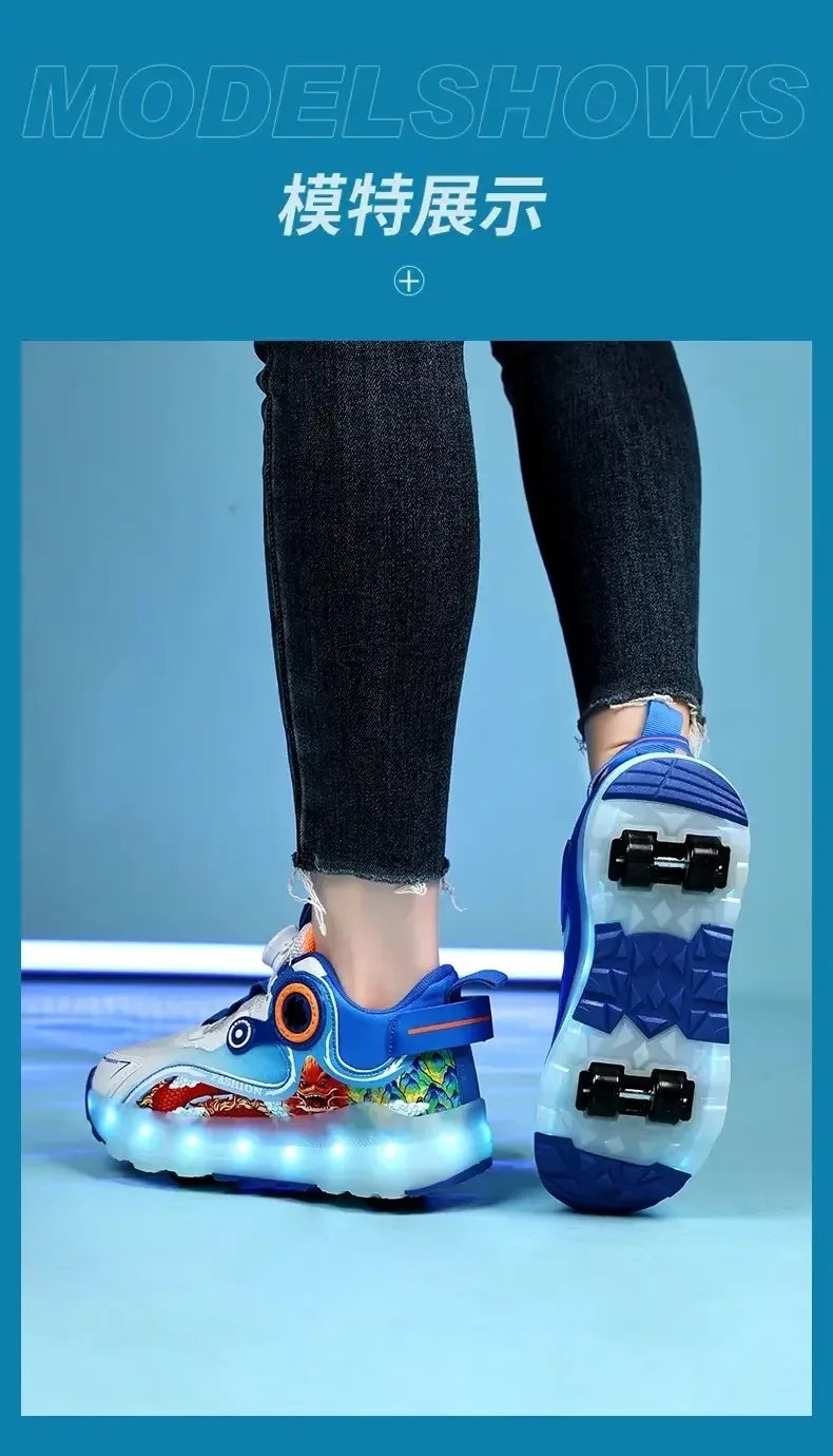 Summer Children Roller Skating Shoes Fashion Outdoor Sports Walking Shoes 2025 New style LED Light  Cute Kids Sneakers for Girl