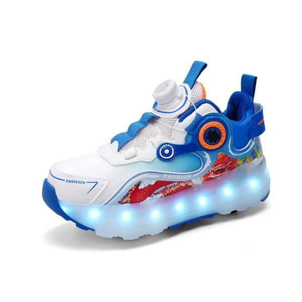 Children Four Wheels Luminous Glowing Roller Skating Shoes Fashion Outdoor Sports Walking Shoes LED Light Sneakers for Girls Boys - Image 2